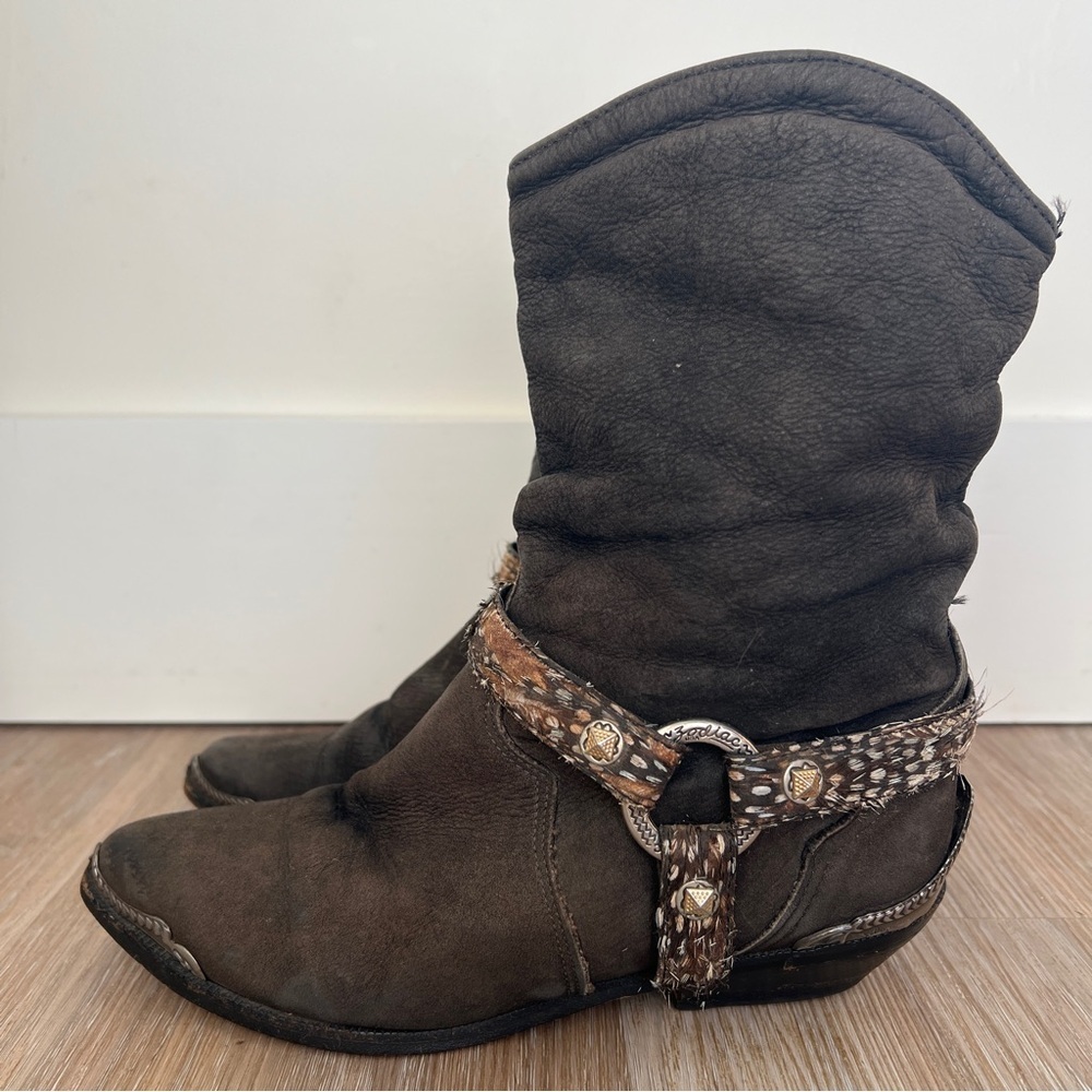 Vintage Zodiac Western Leather Boots Brown Size 6 boho cowgirl hippie - Picture 6 of 10